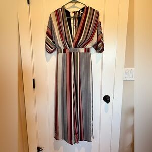 Charlotte Russe Striped V-Neck Jumpsuit